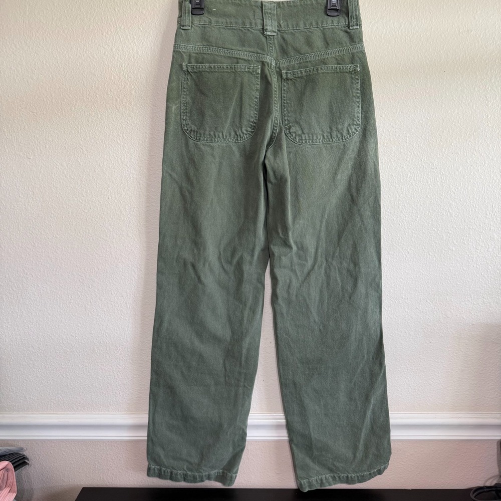 MNG Denim Jeans Women's Size 2 Green Chop Pockets Mid-Rise Straight Classic - Picture 5 of 14